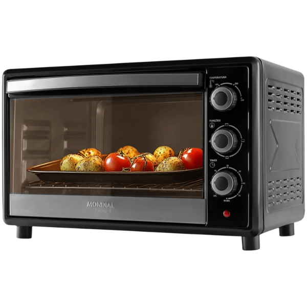 Forno Elétrico de Bancada Mondial com Timer 42L - Preto Family II FR-42