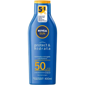 NIVEA SUN Protetor Solar Protect & Hidrata FPS 50 400ml - Com toque seco, rápida absorção e resistente à água, esse protetor solar oferece altíssima proteção ao sol e promove hidratação à pele