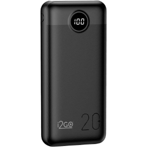 I2GO, Carregador Portátil (Power Bank) Ultra Rápido 20000mAh, Power Delivery 20W, 2 Saídas USB + 1 Saída/Entrada USB-C, Preto, i2GO PRO