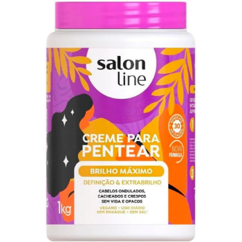 Salon Line, Creme de Pentear, Brilho Máximo, Definição e Extrabrilho, Repara as Fibras - Cabelos Ondulados, Cacheados e Crespos, 1 Kg