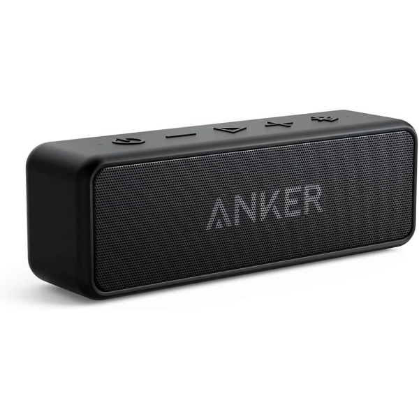 Anker soundcore 2 Caixa de Som Bluetooth Portátil com 12W de Som Estéreo, Bluetooth 5, BassUp, à Prova d'Água IPX7, 24 Horas de Reprodução, Emparelhamento Estéreo Sem Fio, Ideal para Casa e Viagens