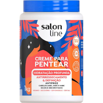 Salon Line, Creme de Pentear, Hidratação Profunda, Definição e Antirressecamento, Vegano - Cabelos Ondulados, Cacheados e Crespos, 1 Kg