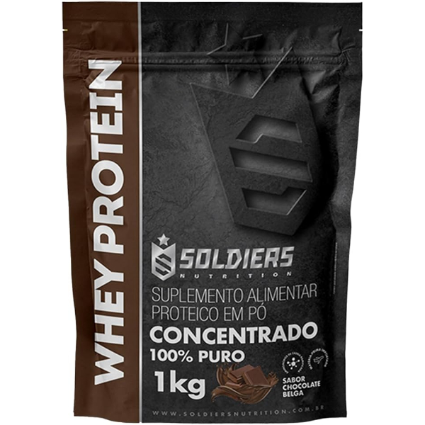 Whey Protein Concentrado 1Kg - Chocolate Belga - 100% Puro Importado - Soldiers Nutrition