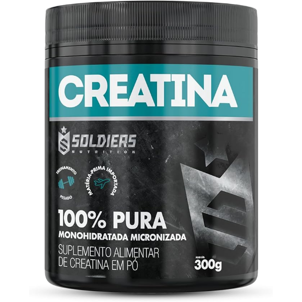 Creatina Monohidratada Pote 300g - 100% Pura Importada - Soldiers Nutrition