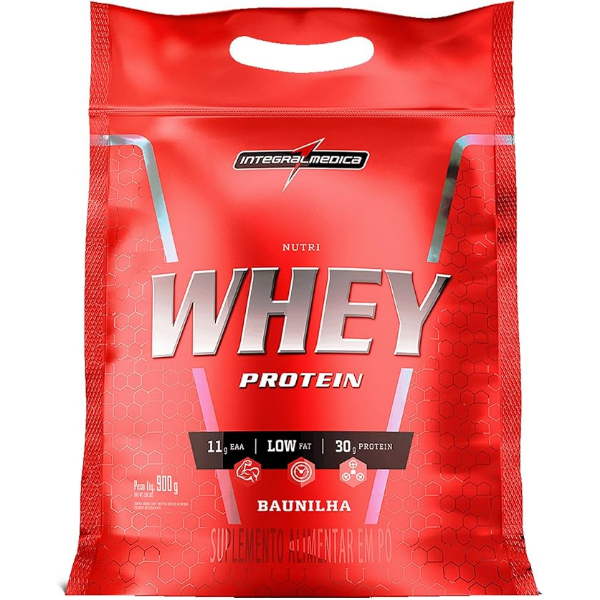 Integralmédica - Nutri Whey Protein Baunilha - Suplemento Alimentar - Fonte de Proteínas e Carboidratos - Pouch 900g