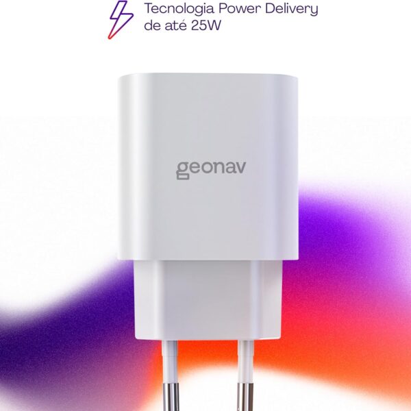 Geonav Carregador Universal Ultra Rápido, Power Delivery 25W, 1 Porta USB-C, CH25PDWT, Branco