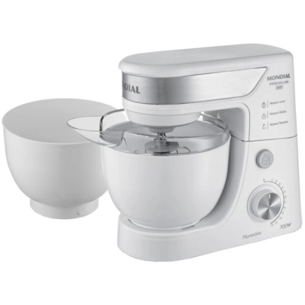 Batedeira Planetária Mondial Branco e Inox 700W - Premium 12 Velocidades