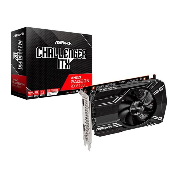 Placa de Video ASRock Radeon RX 6400 Challenger ITX, 4GB, GDDR6, 64-Bit, 90-GA3CZZ-00UANF-NAC