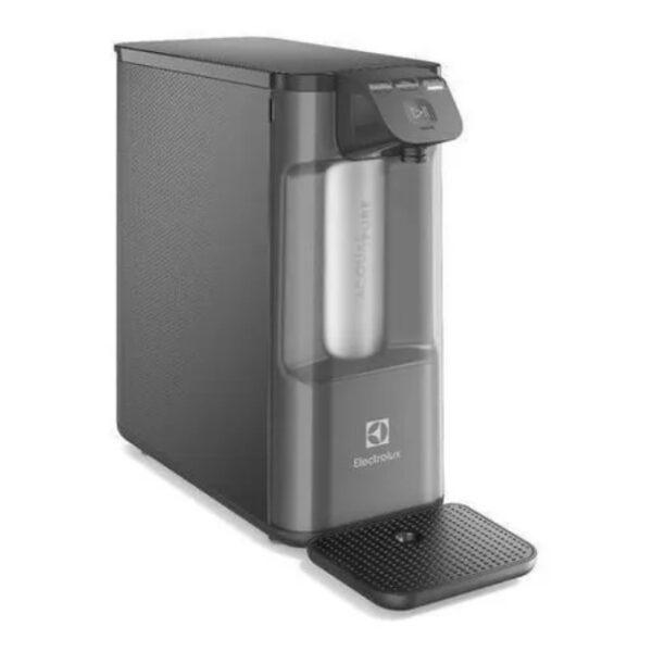 Purificador de Água Gelada Fria e Natural Eletrônico Placa Compacto Electrolux PE12G com Filtro Carvão 6 meses ou 3000L Painel Touch Cinza Bivolt