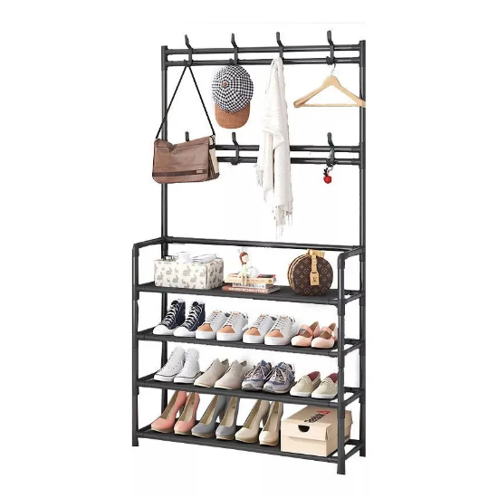 Sapateira Organizador Porta Sapatos 12 Pares com 8 Ganchos WishlistBR Cor Preto