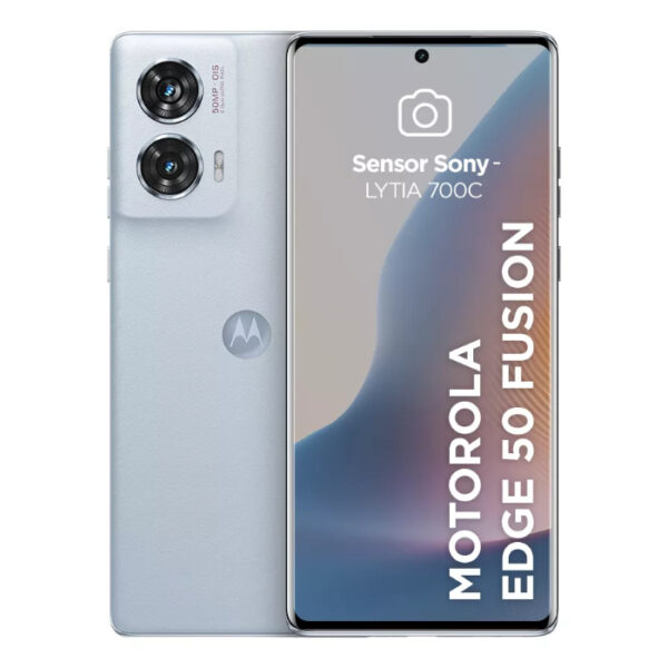 Imagem do Motorola Edge 50 Fusion 5G com tela OLED brilhante e design moderno