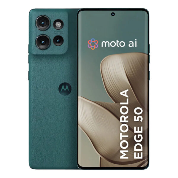 Foto do Motorola Edge 50 5G com tela OLED ativa e design moderno