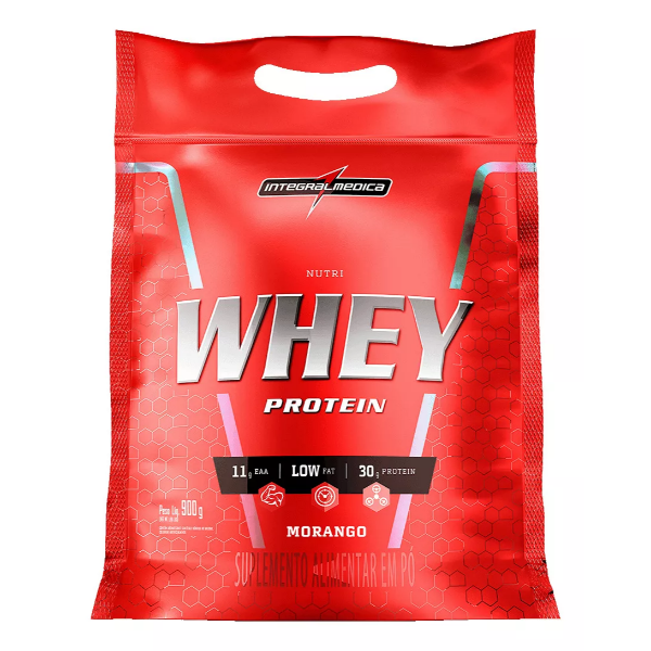 Nutri Whey Protein Pouch Morango 900g Integralmédica MERCADO LIVREwhey, suplemento