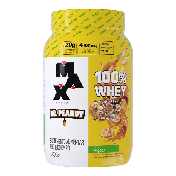 100% Whey Max Titanium X Dr. Peanut 900g Paçoca Max Titanium