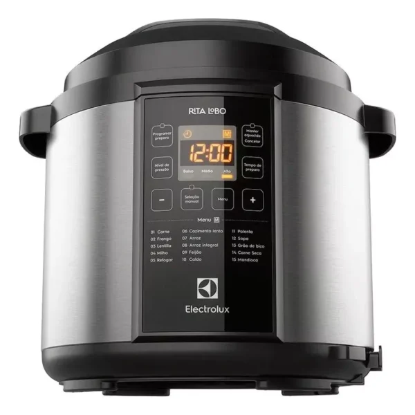 Panela de Pressão Elétrica Electrolux Digital 6L de capacidade com 10 travas segurança 15 receitas pré-programadas 3 níveis pressão PCC20 inox por Rita Lobo 110v