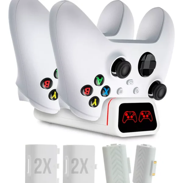 Base Carregador Controle Xbox Series S X Branco 2 Baterias