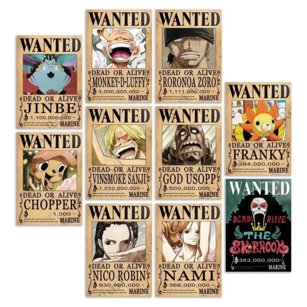 Kit 10 Quadros One Piece Procurados Chapéus De Palha Mdf A5