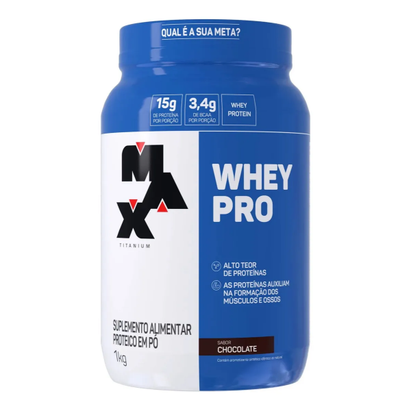 Suplemento Academia Whey Pro Max Titanium Concentrado Pote 1kg Sabor Chocolate