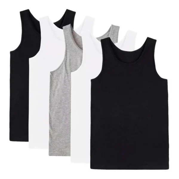 Kit 5 Camisetas Regata Masculina Lisa Algodão Premium