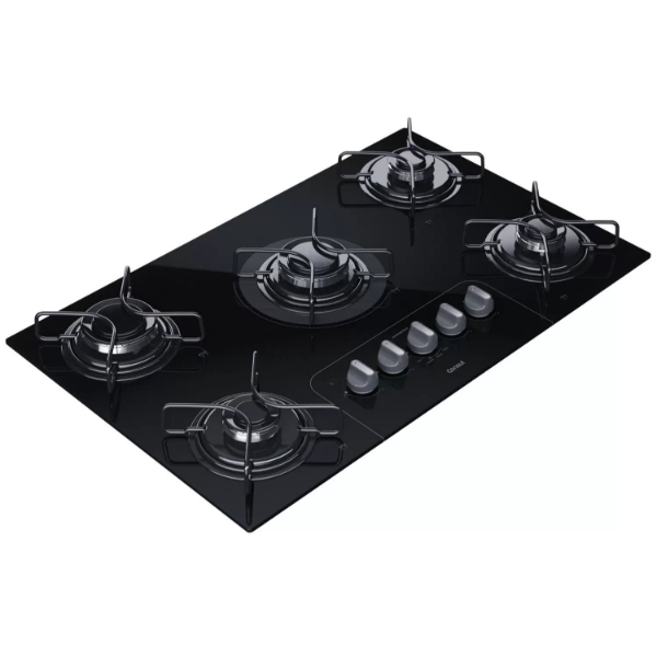Cooktop 5 Bocas a Gás GLP Consul Vidro Temperado - Preto Acendimento Automático Facilite CD075AE