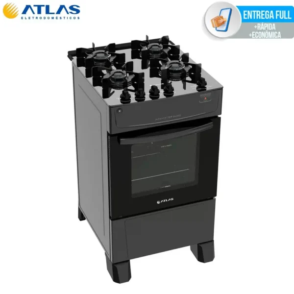 Fogão 4 Bocas Com Mesa de Vidro Atlas Mônaco Top Glass Bivolt