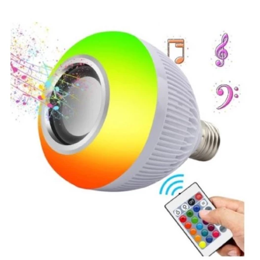 Lampada Bluetooth De Led Caixa De Som C Controle Rgb 12W