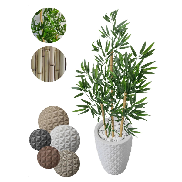 Planta Realista Bambu Artificial Sorte 1 Metro Vaso Decorativo