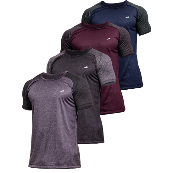 Kit 4 Camisetas Dry Fit Manga Curta Camisa Raglan Masculina Gola Redonda Drifit Slim