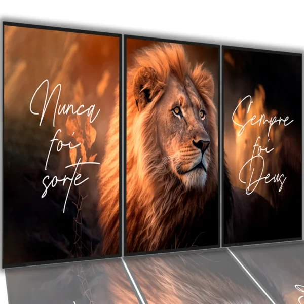 Quadros Decorativos Grande Sala Quarto Leao Nunca Foi Sorte 122x60