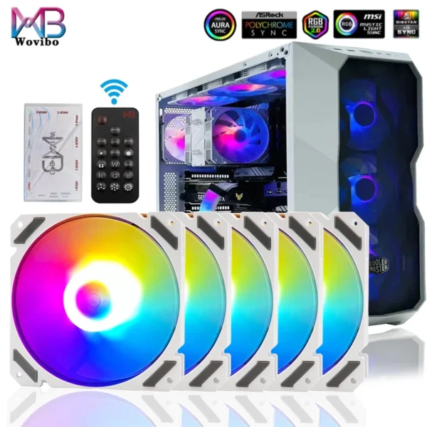 120mm RGB ARGB Fan Kit Cooler PWM 4PIN PC 5V Computer Cooling Fans Case Radiator 12cm Ventilador