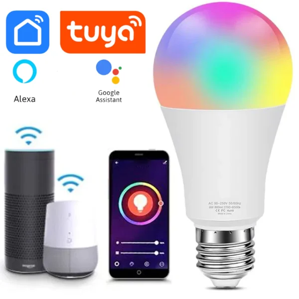 Lâmpada Inteligente Smart Compativel Alexa Google Assistente App TUYA Bulbo E27 Rgb 10w