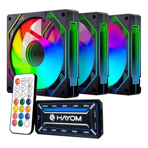 Kit 03 Fan Cooler 120mm Hayom Fc1308 Controladora LED IFINITO