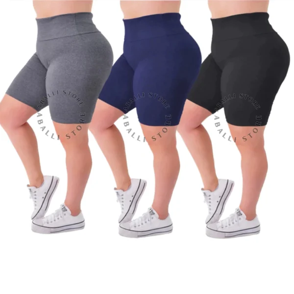 Kit Com 3 Bermudas Feminina Suplex Plus Size
