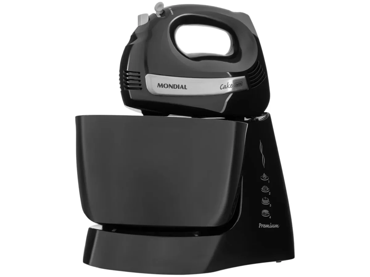 Batedeira Mondial Preta 500W Premium - Due Cake Inox B-50-B 4 Velocidades