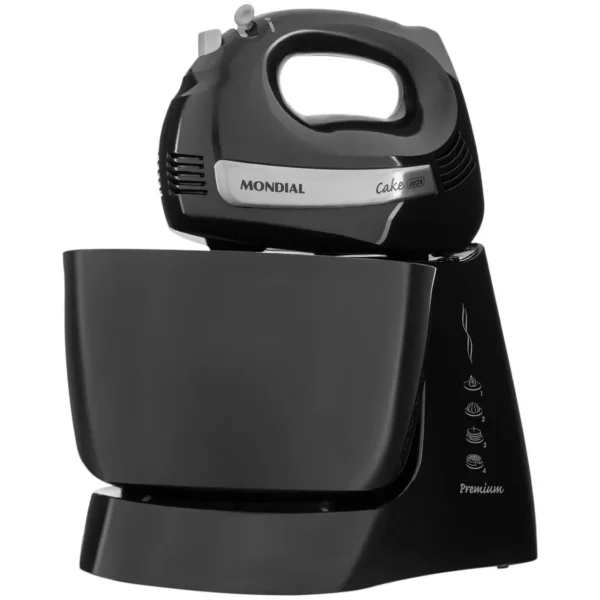 Batedeira Mondial Preta 500W Premium - Due Cake Inox B-50-B 4 Velocidades