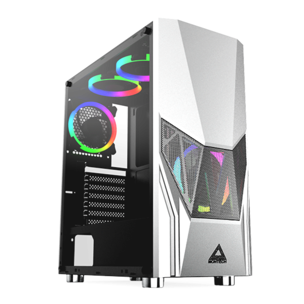 Gabinete Gamer Montech FIGHTER 500, Mid Tower, White, ATX, 4 Fans, Vidro Temperado