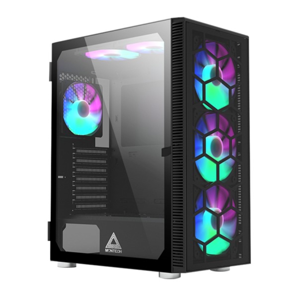 Gabinete Gamer Montech X3 Glass, Mid Tower, Black, ATX, Com 6 Fans, Vidro Temperado