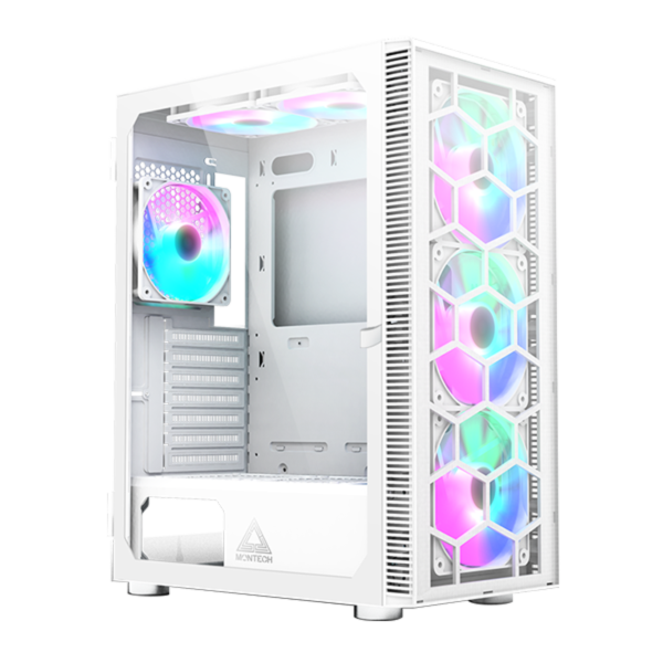 Gabinete Gamer Montech X3 Glass, Mid Tower, White, ATX, 6 Fans, Vidro Temperado