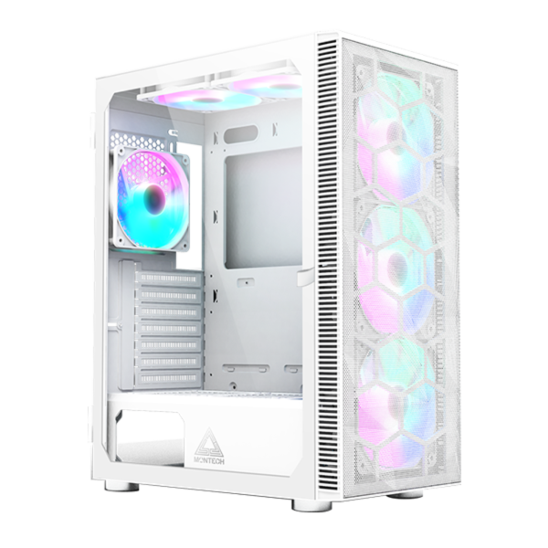 Gabinete Gamer Montech X3 MESH, Mid Tower, White, ATX, Com 6 Fans Rainbow, Vidro Temperado, X3 MESH (W)