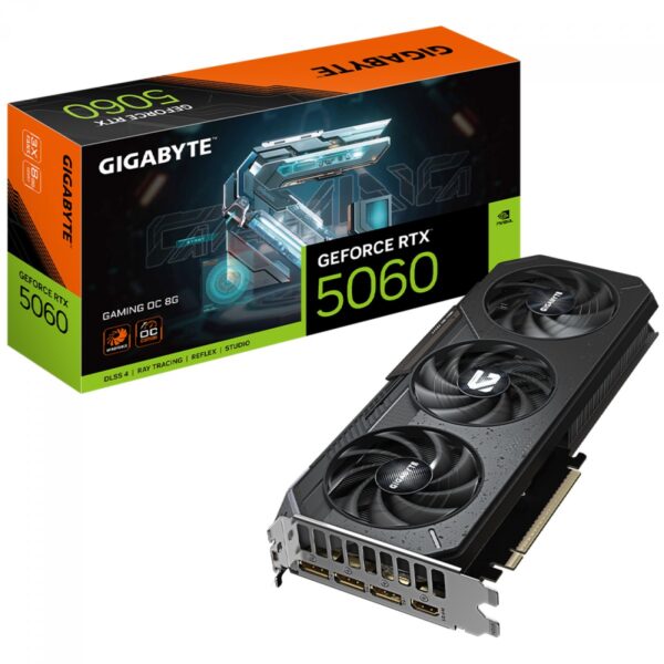 Placa de Vídeo Gigabyte NVIDIA GeForce RTX 5060 Gaming OC, 8GB, GDDR7, DLSS, Ray Tracing, GV-N5060GAMING OC-8GD