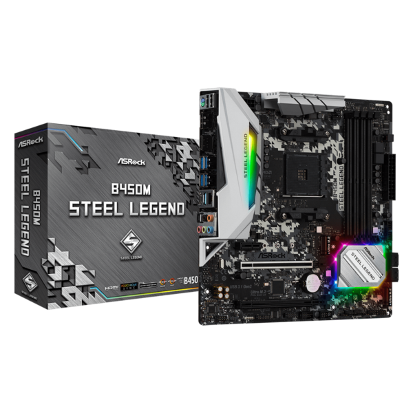 Placa Mãe ASRock B450M Steel Legend, Chipset B450, AMD AM4, mATX, DDR4